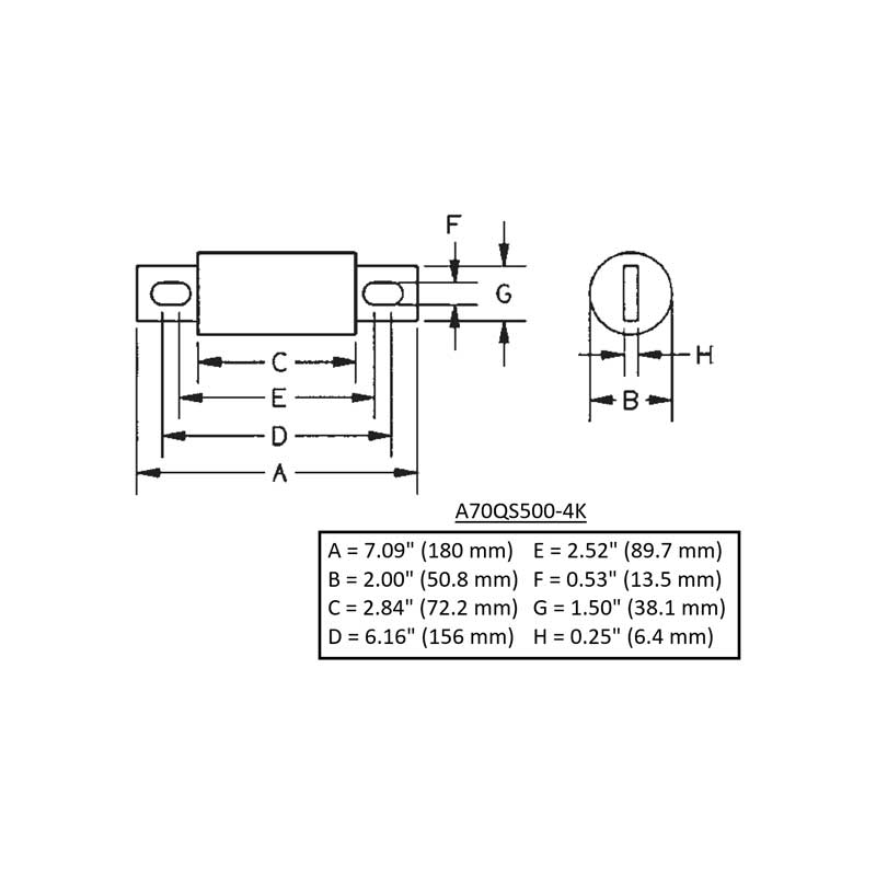Ferraz Shawmut 700V 500A Fuse || A70QS500-4K