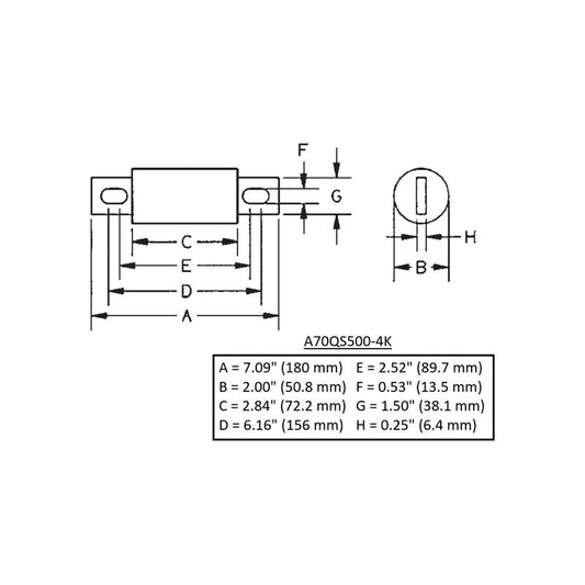 Ferraz Shawmut 700V 500A Fuse || A70QS500-4K