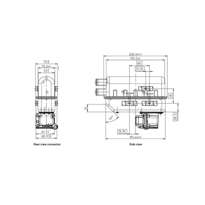 Technical drawings of DBK HV Water Heater